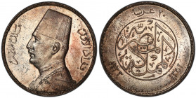 EGYPT: Fuad I, as King, 1922-1936, AR 20 piastres, 1933/AH1352, KM-352, a lovely mint state example! PCGS graded MS63.
Estimate: USD 150 - 250