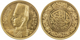 EGYPT: Farouk I, 1936-1952, AV 100 piastres (pound), 1938/AH1357, KM-372, light surface hairlines, AU.
Estimate: USD 400 - 500