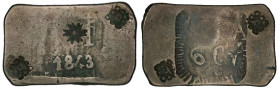 MOZAMBIQUE: Maria II, 1834-1853, AR onça (canelo) (27.71g), ND [1851], KM-26.2, Gomes-M2-12.01, counterstamped with one star over "M" on 1843 host wit...