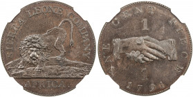 SIERRA LEONE: George III, 1760-1820, AE cent, 1791, KM-1, Vice-9A, Sierra Leone Company issue, two-year type, beautiful even, chocolate-brown surfaces...