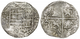 BOLIVIA: Felipe III, 1598-1621, AR 4 reales (12.67g), ND(1603-12)-P, KM-9, AC-768, assayer R, cob issue, nearly full shield and cross with visible min...
