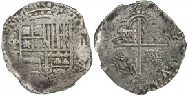 BOLIVIA: Felipe III, 1598-1621, AR 8 reales (26.89g), ND [1619-21]-P, KM-10, assayer T, cob issue, lightly tooled in a few areas to remove corrosion, ...