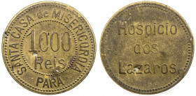 BRAZIL: 1000 réis, ND (1920), KM-L9, Santa Casa de Misericordia Leprosarium token, couple of contact marks, EF. In Brazil internal money was used in f...