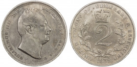 BRITISH GUIANA: ESSEQUIBO AND DEMERARY: William IV, 1830-1837, AR 2 guilder, 1832, KM-20, somewhat grainy surfaces, deep tone, one-year type, VF, R, e...