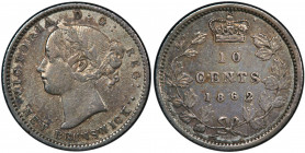 NEW BRUNSWICK: Victoria, 1837-1867, AR 10 cents, 1862, KM-8, 2/2 (doubled 2) variety, PCGS graded XF40, S. 
Estimate: USD 400 - 600