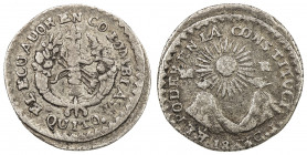 ECUADOR: Republic, AR ½ real, 1833, KM-12.1, assayer GJ, rare one-year type, Fine, R, ex Wolfgang Schuster Collection. 
Estimate: USD 400 - 500
