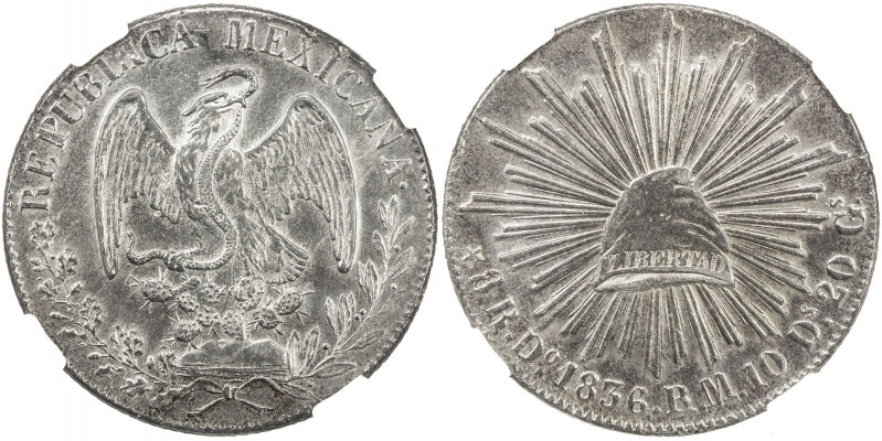 MEXICO: Republic, AR 8 reales, 1836-Do, KM-377.4, Dunigan & Parker-Do13, assayer...