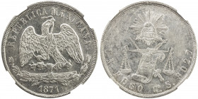 MEXICO: Republic, AR peso, 1871-Go, KM-408.4, assayer S, well struck, NGC graded MS60.
Estimate: USD 160 - 200
