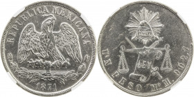 MEXICO: Republic, AR peso, 1871-Mo, KM-408.5, assayer M, lustrous, NGC graded MS63.
Estimate: USD 400 - 500