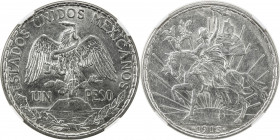 MEXICO: Estados Unidos, AR peso, 1913, KM-453, Caballito type, evenly spaced date, lustrous, NGC graded MS61.
Estimate: USD 180 - 220