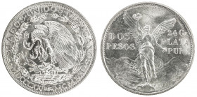 MEXICO: Estados Unidos, AR 2 pesos, 1921, KM-462, Centennial of Independence, bold strike, brilliant lustrous surfaces, faint reverse hairlines, Choic...