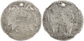 PERU: Fernando VII, 1808-1822, AR 8 reales, 1824, KM-130, countermarked provisional issue, crown and "1824", Royalist countermark on 1823 Republican 8...