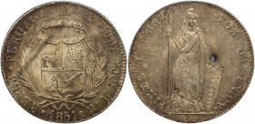 PERU: Republic, AR 8 reales, Lima, 1851, KM-142.10, assayer MB, attractive toning, Almost Unc to Unc.
Estimate: USD 150 - 200