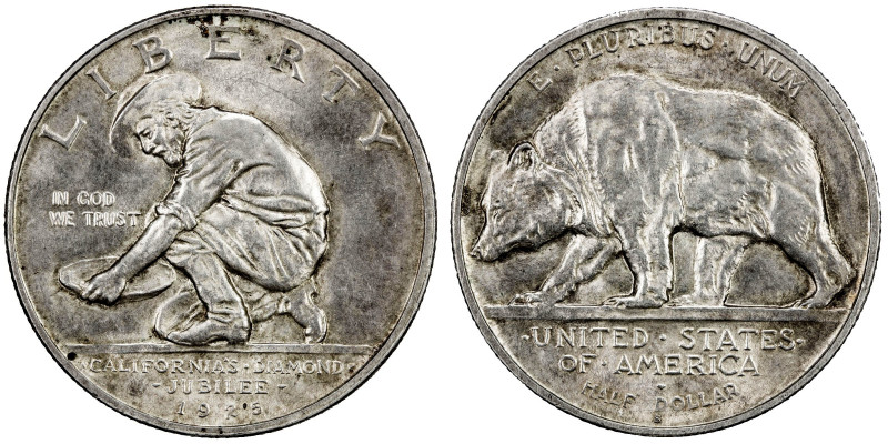 UNITED STATES: AR 50 cents, 1925-S, KM-155, Unc, California Diamond Jubilee Comm...