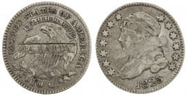 UNITED STATES:Brunk-H232, J. A. HARDY counterstamped on 1825 Capped Bust type dime, RRR. Johnson Arad Hardy worked from circa 1829 to 1874 as a silver...