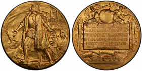 UNITED STATES: gilt AE medal, 1893, Eglit-90, PCGS graded Specimen 66, 77mm gilt bronze medal for the World's Columbian Exposition by Augustus Saint G...