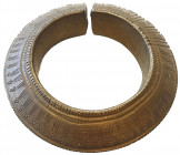 AFRICA: AE ornamental bracelet (498g), 95 x 95 x 23mm, diamond-shaped exterior with intricate hand-carved patterns, very fine workmanship, a very old ...