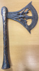 AFRICA: zappozap axe, Opitz p.382, 15" x 9 1/2 " in dimensions, with ornate wrought-iron blade connected to a club-like wooden handle clad in copper, ...