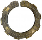 CONGO: AE collar money (505g), Opitz p.115, ca. 27cm, large open circle with various decorative patterns, made by the Teke people (Bateke) near Kinsha...