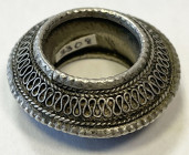 ETHIOPIA: AR wedding ring (22.73g), Opitz p. 276 (plate example), 28 x 12mm, diamond-shaped exterior decorated with intricate inlay, traditionally wor...