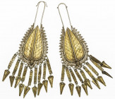 INDONESIA: FLORES ISLAND: pale gold earrings, Opitz pg. 135/36 (plate), locally known as olaewa or wea wunu wona, used as a engagement gift and also a...