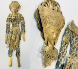 INDONESIA:vintage coin doll from Bali, this piece presents a standing figure composed of Chinese cash coins of the Qing dynasty tied together with str...