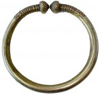 KURDISTAN: silver-bronze ring (224g), 116 x 111 x 9mm, with bulbous ends and decorative patterns, VF, ex Charles Opitz Collection. 
Estimate: USD 120...