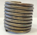 NIGERIA: copper Calabar coils, 78mm, large issue with 9 coils, likely made in Nigeria from the Cross River region in the 18-19th centuries, darkly pat...