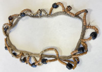 PAPUA NEW GUINEA: shell necklace (25.22g), ca. 48cm, large black shells with orange and gray small shells on woven circular band, acquired in Papua Ne...