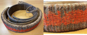 SOLOMON ISLANDS: feather coil money, Opitz pg. 142, Knox pg. 50, 92cm, Santa Cruz feather coil piece, the round bark-like piece is the end of the coil...