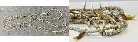 SOLOMON ISLANDS: shell & dog teeth necklace (218g), Opitz p.132, more than 3 meters in circumference, made from numerous small shell discs and dog can...