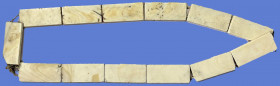 TAIWAN: horn plate money, 13 pieces of buffalo horn plate strung together, 3/4" x 1-1/2" per plate, one chipped edge, made by one of the indigenous "h...