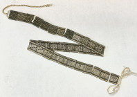 THAILAND: AR belt, 71cm (28"), silver alloy Hill Tribe belt of 32 segments with cotton ties, a lovely piece! EF, ex Charles Opitz Collection. 
Estima...