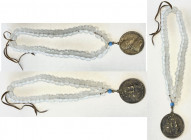 UNITED STATES: glass beads (160g), VF, with a medal of Innocent XI (Peace of Nijmegen), all strung on leather cord ca. 50cm in length, used by Russian...