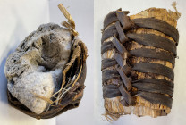 WESTERN NEW GUINEA: salt block (238g), Opitz p.293 (plate example), 120 x 90 x 70mm, end piece of a salt block wrapped in pandanus leaves and rattan, ...