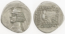 PARTHIAN KINGDOM: Mithradates III, c. 57-54 BC, AR drachm (4.02g), Mithradatkart, Shore-189, diademed bust left, short beard, diadem with three ribbon...
