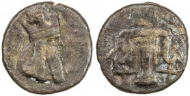 SASANIAN KINGDOM: Ardashir I, 224-241, AE tetradrachm (12.68g), G-15, king's bust right, wearing mural crown // fire altar, VG-F, R. 
Estimate: USD 1...