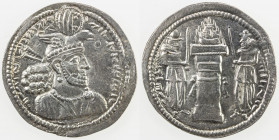 SASANIAN KINGDOM: Hormizd II, 303-309, AR drachm (4.18g), G-83, head in flames, no extra symbols on the reverse, EF.
Estimate: USD 100 - 130