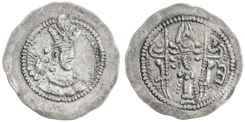 SASANIAN KINGDOM: Varhran V, 420-438, AR drachm (4.18g), LYW (Riv-Ardashir), G-1...