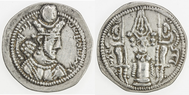 SASANIAN KINGDOM: Varhran V, 420-438, AR drachm (3.30g), LYW (Riv-Ardashir), G-1...