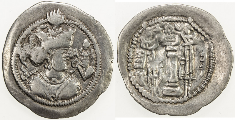 SASANIAN KINGDOM: Zamasp, 497-499, AR drachm (3.88g), ShY (Shiraz), year 1, G-18...