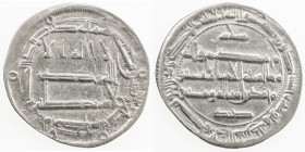 ABBASID: al-Rashid, 786-809, AR dirham (2.84g), al-Muhammadiya, AH187, A-219.9, with salâm above and sard below the reverse field, EF, R. This type ha...