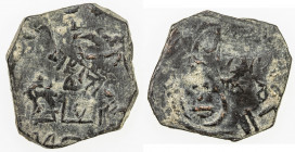 SELJUQ OF SYRIA: Ridwan, 1095-1113, AE fals (4.38g), NM, ND, A-776, overstruck at least twice, but enough of the legend al-'adil / ridwan is sufficien...