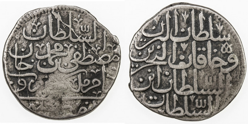 TURKEY: Mustafa II, 1695-1703, AR ½ kurush (9.28g), Izmir, AH1106, KM-117.3, som...