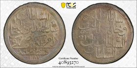 TURKEY: Abdul Hamid I, 1774-1789, AR 2 zolota (altmislik), Kostantiniye, AH1187 year 10, KM-402, lightly toned original mint luster! PCGS graded MS61....