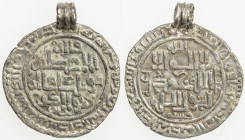 ILKHAN: Hulagu, 1256-1265, AR dirham (3.04g), Baghdad, AH664, A-2122.1, citing the Great Mongol Möngke posthumously, bold strike, medieval loop attach...