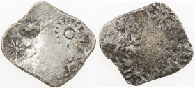 KASHI: Punchmarked series, ca. 525-465 BC, AR vimshatika (4.56g), Ra-—, cf. R-803/808, 5 banker's marks on reverse, rectangular planchet, VF, R. 
Est...