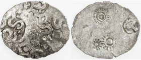 KASHI: Punchmarked series, ca. 525-465 BC, AR vimshatika (4.64g), Ra-862, 4 banker's marks on the reverse, lovely obverse, VF.
Estimate: USD 80 - 110