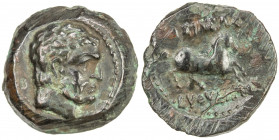 INDO-GREEK: Euthydemos I, ca. 230-200 BC, AE ½ unit (4.07g), Bop-18A, struck at Aï Khanoum, bearded head of Herakles right // prancing horse to right,...