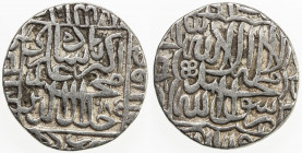 MUGHAL: Akbar I, 1556-1605, AR rupee (11.35g), Delhi, AH984, KM-80.7, mint below the obverse, only 1 tiny testmark, bold VF.
Estimate: USD 90 - 120